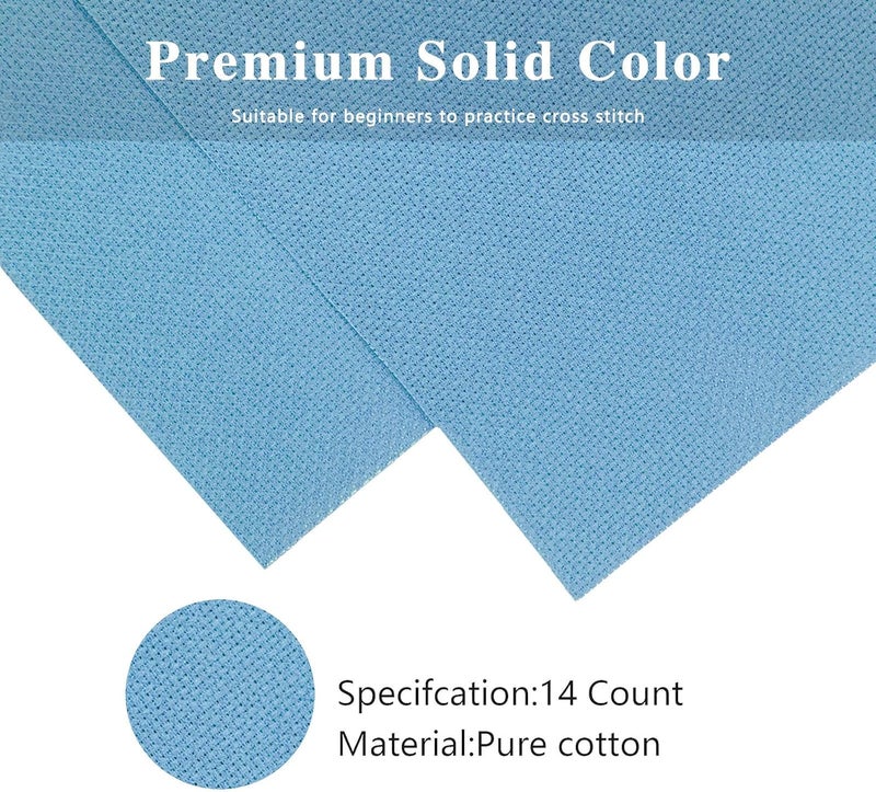 Zhenqing 14-Count Light Blue Aida Cloth - 75x100cm Pre-Cut 100% Cotton Evenweave Fabric for Cross Stitch & Embroidery (Light Blue, 30 * 39inch) - Image 3